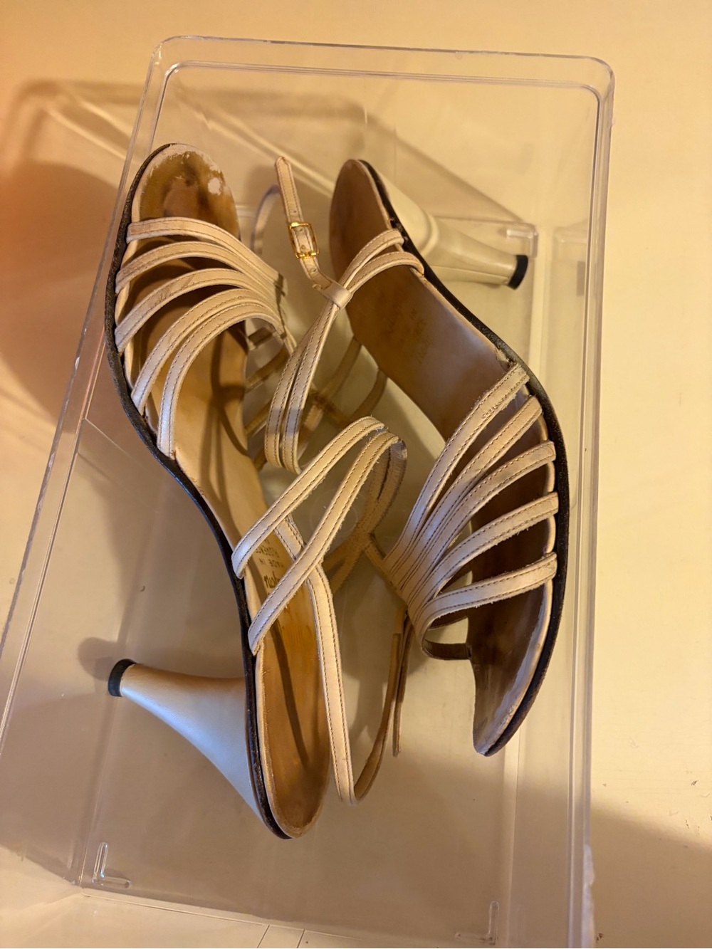 Amalfi Rangoni Women's Strappy Slingback Heels in Cream